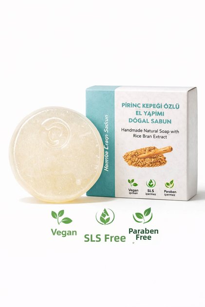 Handmade Natural Oval Soap with Rice Bran Extract - 100 Gr