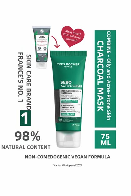 Pure Menthe Charcoal Mask for Combination, Oily and Acne Prone Skin 75 ml