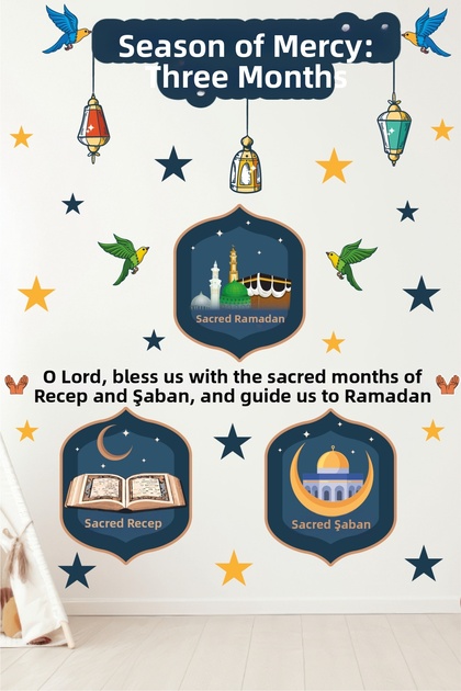 Three Months of the Season of Grace Recep Şaban Ramadan Glass Door Wall Sticker Ramadan Ornament Adhesive