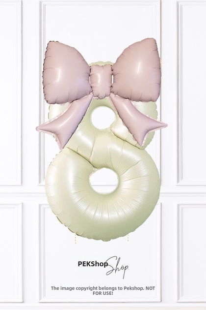 Pink Bow Balloon Cream Number Foil Balloon Age Balloon Set
