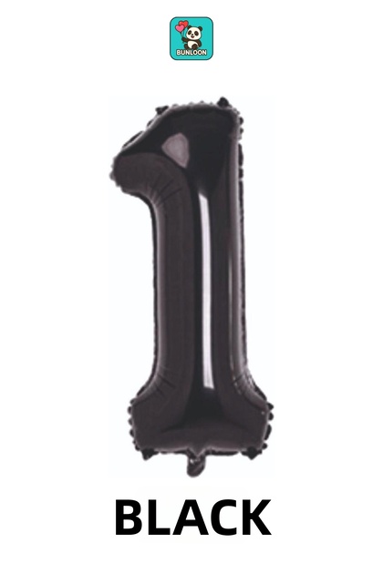 Black Color 1 Number Foil Balloon 76 cm Birthday Party Decoration