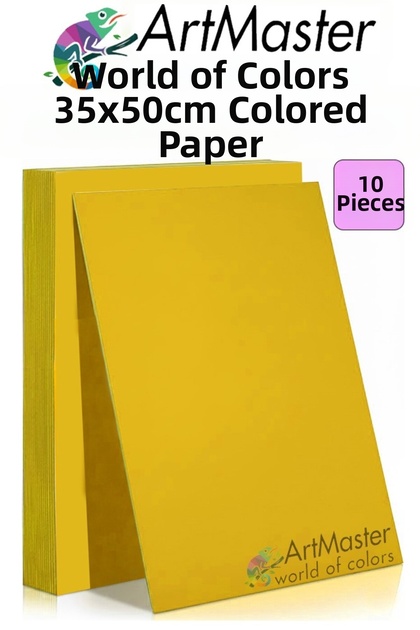Yellow Colored Cardboard 35X50 cm 10 Pieces 1 Pack Colorful Hard Cardboard 1.0 mm Kindergarten Hobby Activity School