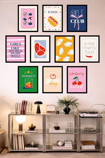 10-Frame Look Kitchen | Modern | Retro Wall Poster Painting Set – 15X20 cm Mdf Uv Printing