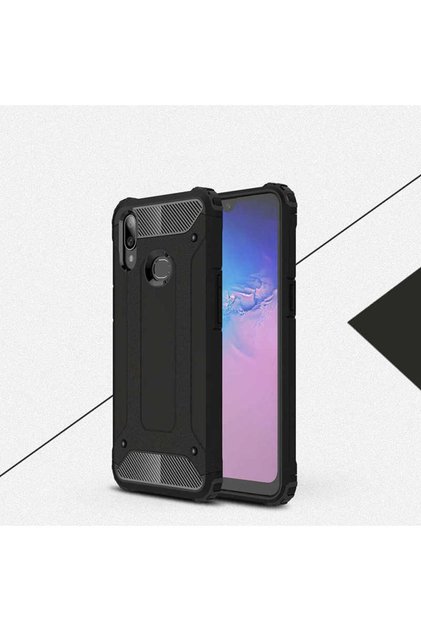 Galaxy A10S Compatible - Case Double Layer Protective Crash Military Tank Case - Black