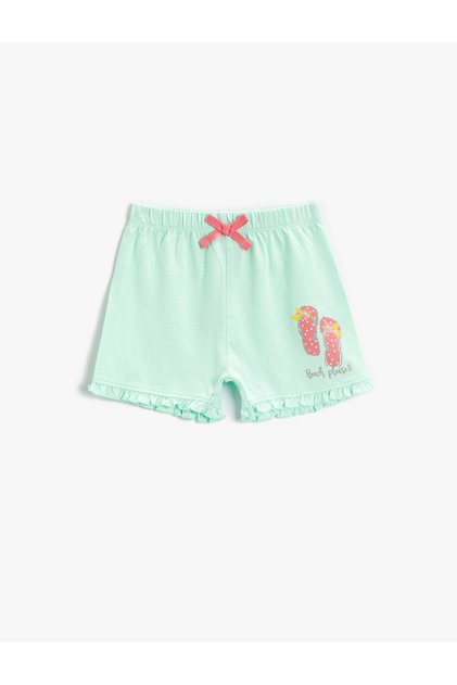 Printed Elastic Waist Shorts Cotton