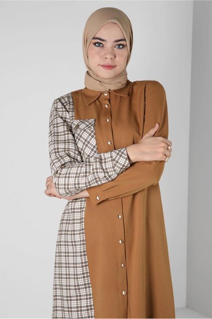 PLAID DETAILED SHIRT TUNIC 44152
