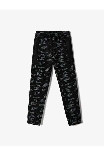 Boy's Black Patterned Sweatpants 3WKB40141TK