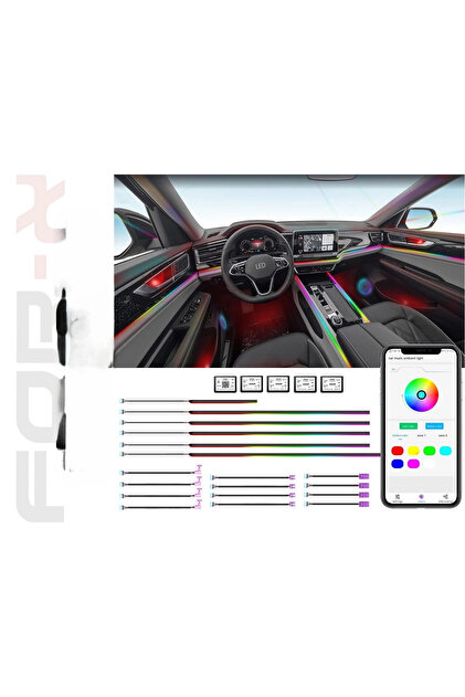 For-X Araç İçi Ambiyans Led Aydınlatma - X-LED64P 64 Renkli Müziğe