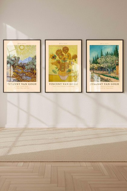 3 Piece Van Gogh Southern France Landscapes Set Framed with Color Options
