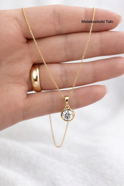 Melekcehobi Takı Xuping 14K Tek Taş Kolye 45 cm / Melekcehobi Takı