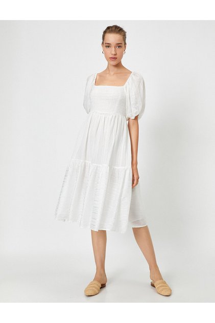 Watermelon Sleeve U-Neck Cotton Dress
