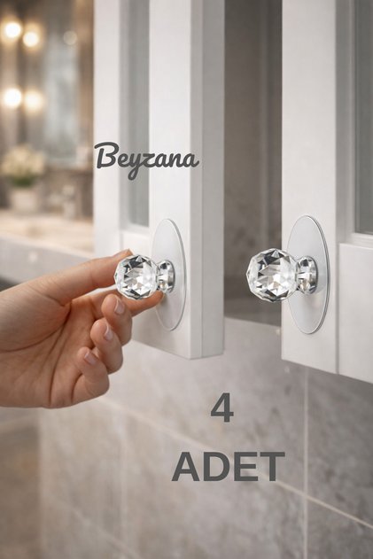 Çok Amaçlı 4 lÜ Kristal Topuz Kendinden Yapışkanlı Çekmece Kulpu Yapışkan Askı Tutucu Düzenleyici