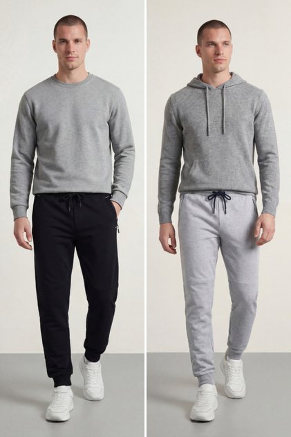 Black-gray Elastic Leg Men's Sweatpants
