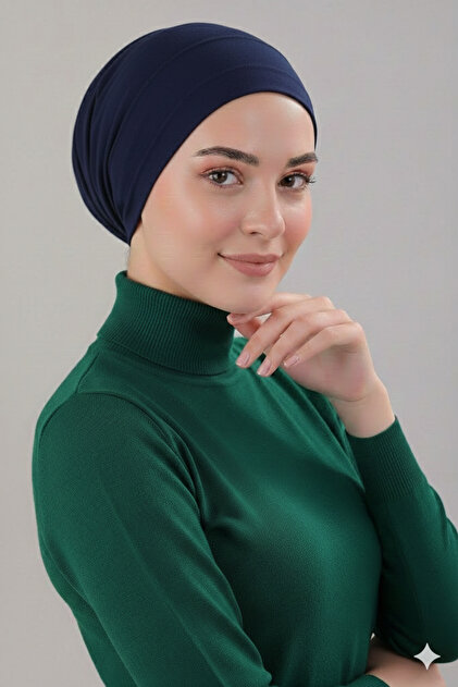 Hijab Headscarf Seamless Front Seamless Ready-To-Wear Practical Snap-On Plain Cap Cotton Lycra Combed Cotton
