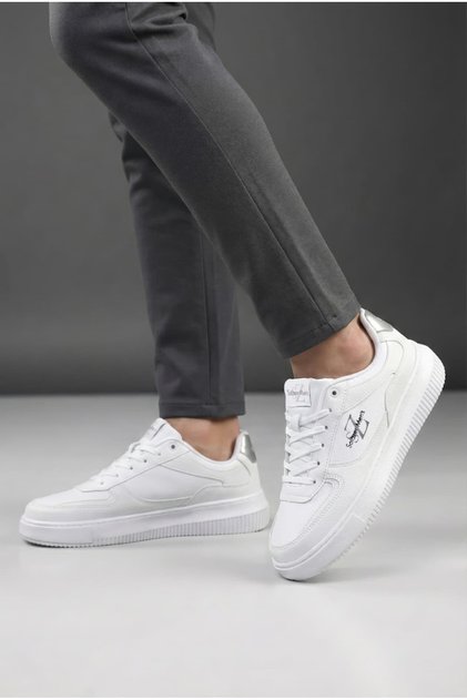 Men's White Silver Orthopedic Sole Casual Sneaker 060