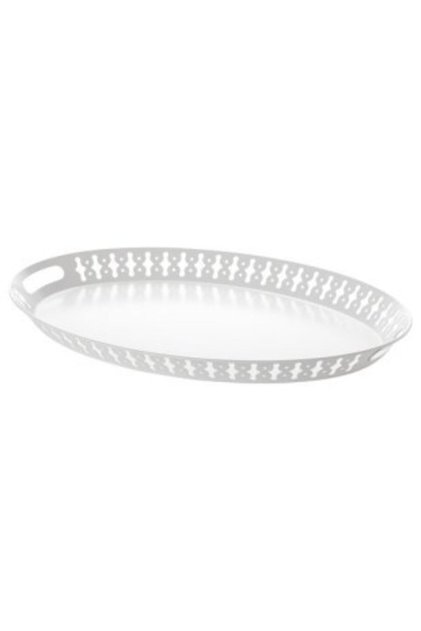 Tray White Color 52X39 cm Metal Presentation Serving Tray Oval Tray