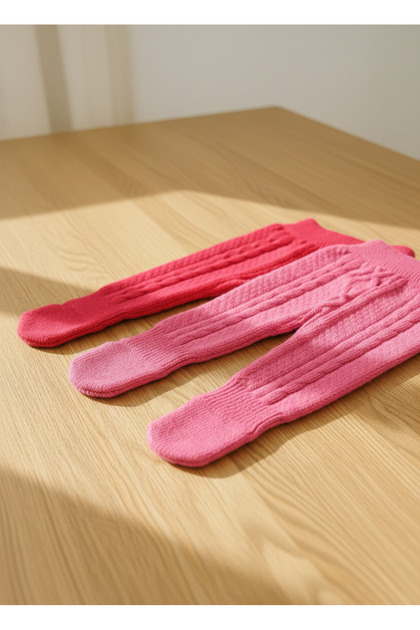 Baby Knitwear with Elastic Waistband and Colorful Knitted Pattern Unisex Socks, 2-Piece Tights