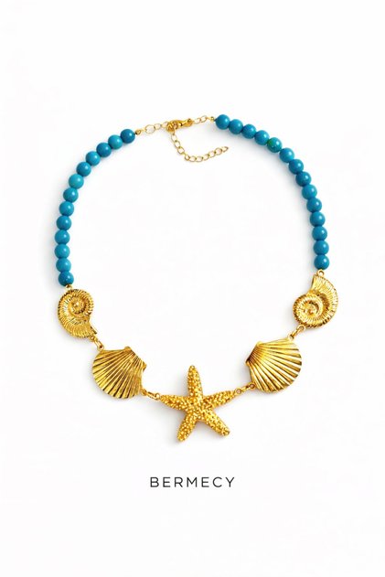 Moon Marine | Blue Women's Necklace with Sea Figure