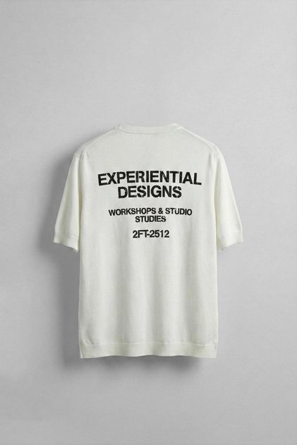 Tricou pentru bărbați, cu imprimeu în relief, elastic, cu croiala normală, alb