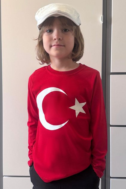 Erkek Çocuk Türk Bayraklı Body 8-14 Yaş, Kırmızı