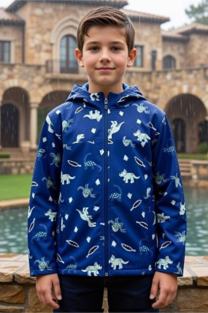 BABYL BATTLE LONG JACKET 特攻服 XXLサイズ DOFİ Dofi Erkek Çocuk Mavi Dinozor Desenli Softshell Mont – Su