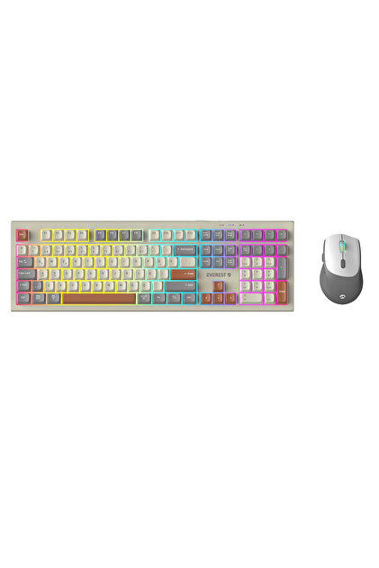 Everest KM-78 Rena Krem-Gri-Kahve Kablosuz 2.4 + BT RGB