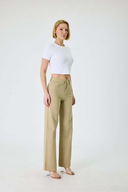 Beige Wide Leg High Waist 1119