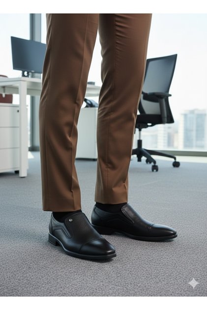Men's Seasonal Shoes Genuine Leather Rubber Sole Without Laces