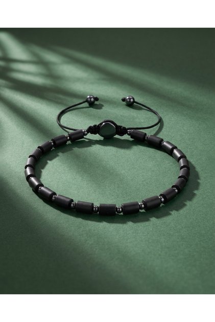 Hematite Natural Stone Bracelet - Unisex Adjustable with Drawstring