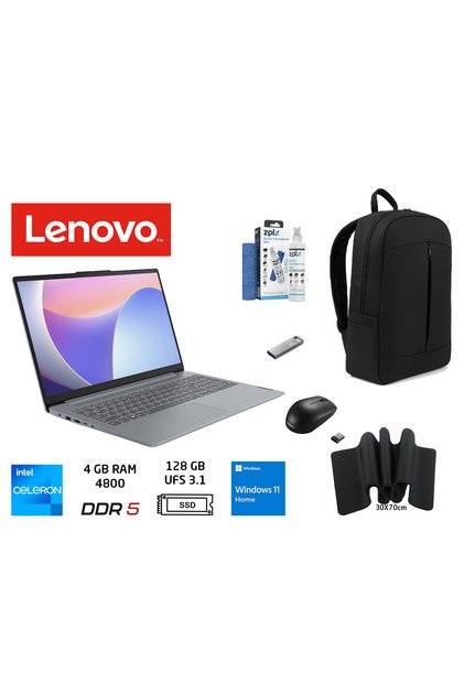 Ideapad Slim 3 Intel Celeron N100 4GB 128GB W11H 15.6 FHD Çanta+Mouse+MousePad