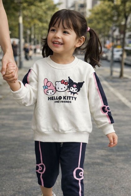 Hello Kitty Desenli Eşofman Altı & Sweatshirt Kız Çocuk Takım