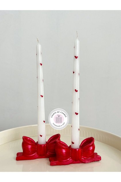Pinterest 2’li Fiyonk Kurdele Şamdan ve Şamdan Mum Seti
