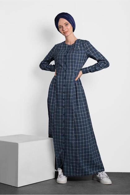 Plaid Buttoned Dress 40370