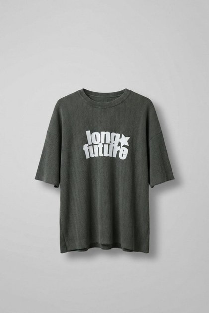 Men's Washed Rib Fabric Oversize T-Shirt Khaki Green