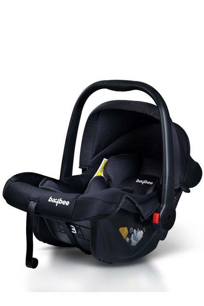 3-in-1 Baby Carrycot with Canopy, Adjustable Handle, 3-Point Safety Harness (Black)