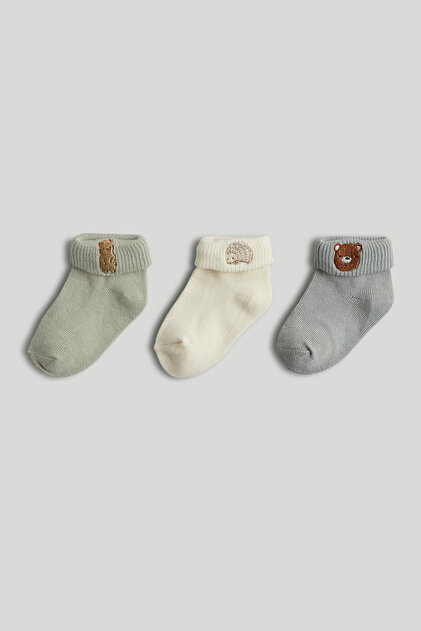 3Lü Unisex Nakışlı Havlu Çorap