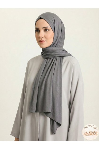Penye Şal Gri | Yumuşak Dokulu, Kaymaz, Zamansız Düz Renk Tesettür Şalı