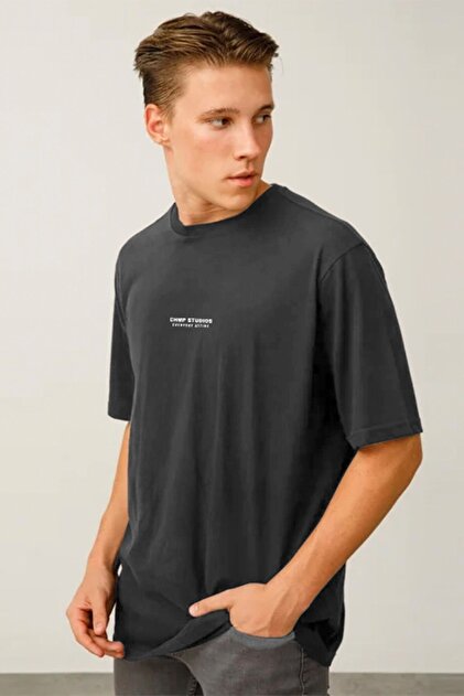 Men's Oversized T-Shirt Chmp Studios Printed Smoked – Crew Neck, 100% Cotton Compact Single Jersey 24/1