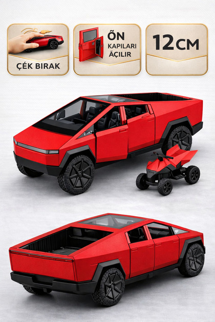 YILDIRIM OYUNCAK Die Cast Çek Bırak Metal Model Araba ATV'li Tesla