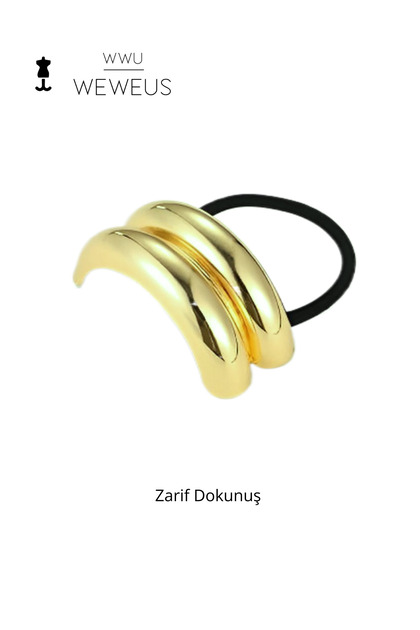 Women's Gold Color Double Stripe Elastic Buckle