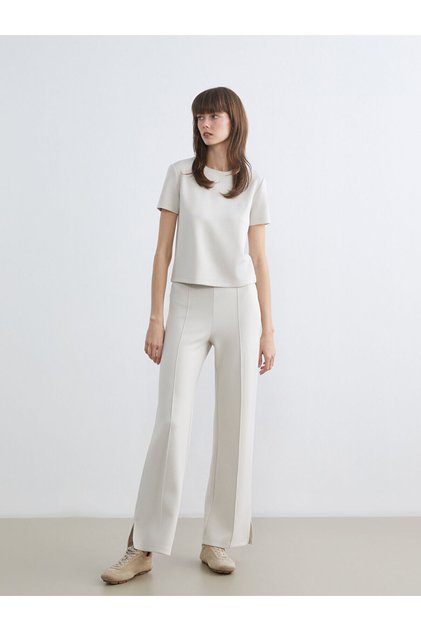 Slim Fit Leg Slit Women's Trousers