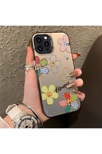 iPhone 16 Pro Max Compatible Shatterproof Silicone Beautiful Floral Pattern Printed Cover Shock Absorbing Protection