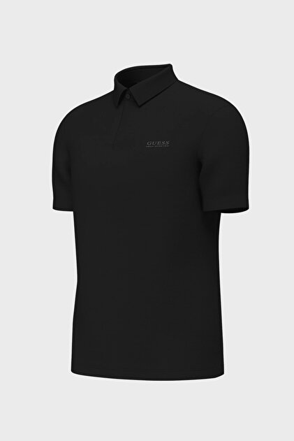 Guess Kısa Kollu Yeni Teknik Esnek Polo Yakalı Erkek Siyah Polo T