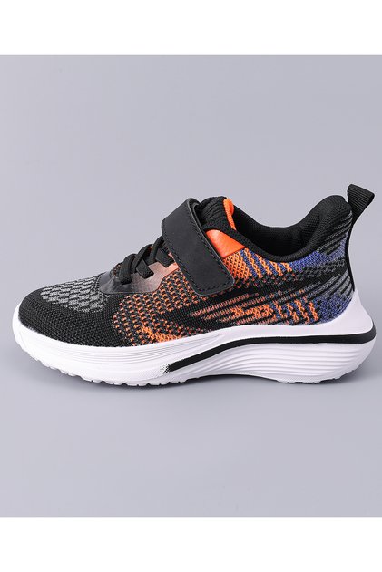 Knitted Velcro Closure Sports Shoes - Black