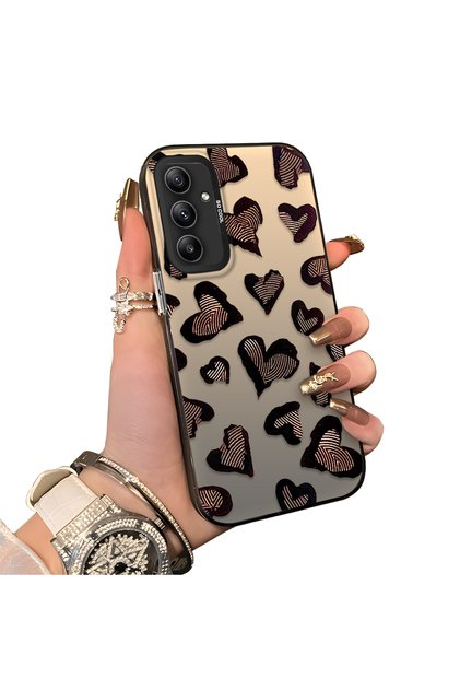 Samsung Galaxy A34 5g Compatible Hard Acrylic Back Silicone Edge Lens Protection Case Heart Pattern