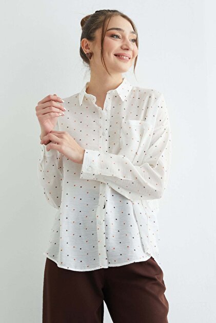 Heart Printed Pocket Casual Shirt