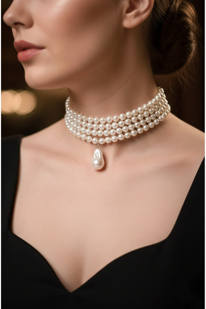 Cam Cam İnci Choker, Barok Tasma Kolye İncili Tasma, Choker Kolye Özel Tasarım