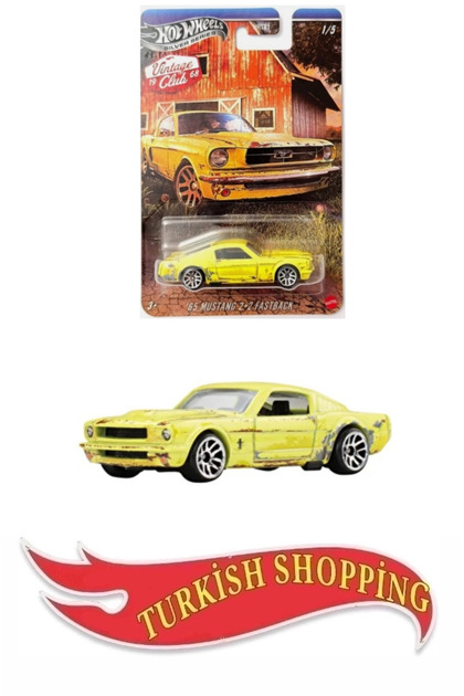 HOT WHEELS 1:64 Ölçek Vintage Club Uzunkart 65 Mustang 2+2