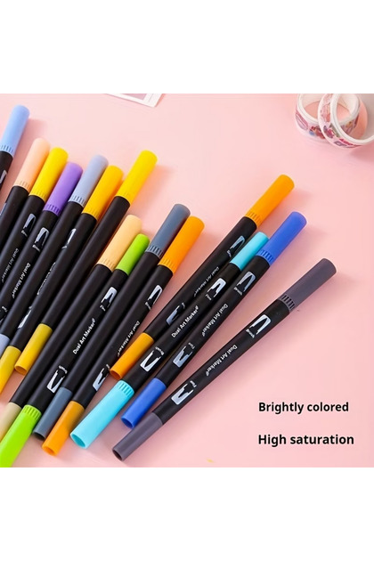 NaSaDAN 48 Renk Dual Brush Pen Çift Uçlu Keçeli Kalem Seti Çantalı