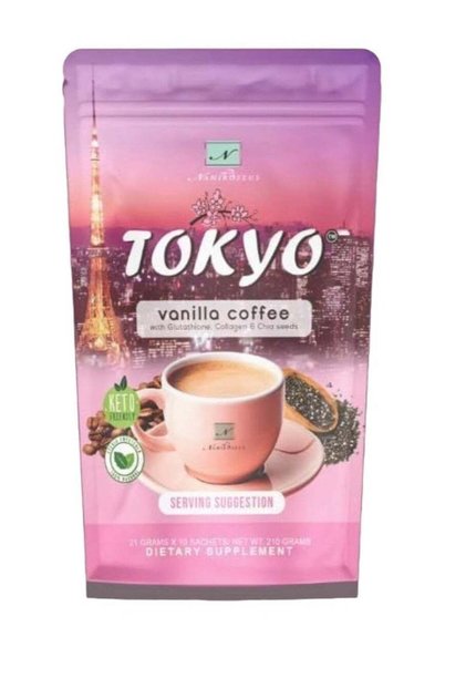 Tokyo Vanilla Coffee | 10 Sachets | Glutathione, Collagen, Chia Seeds | Keto-Friendly, An